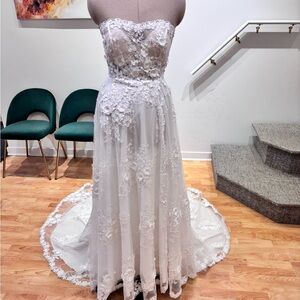 Handmade Elegant White Lace Strapless Gown - made by me